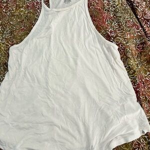 Volcom White Ribbed High Neck Racerback Tank